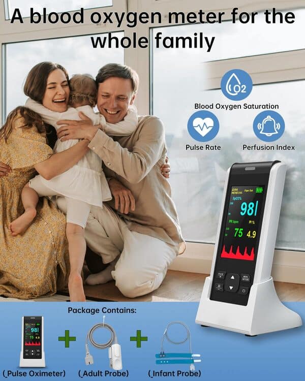 Oxymetre de doigt Saturometre Oxymetre Pédiatrique, HOLFENRY rechargeable Oxymetre De Doigt Enfant Avec Application Gratuite Moniteur SpO2, Fréquence cardiaque Utilisation à la maison École Voyage