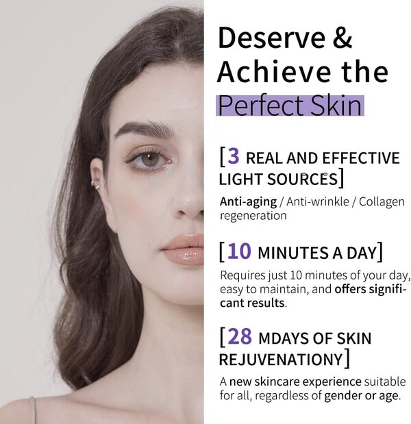 HIME SAMA Masque led visage, masque de soin de la peau rouge + Nir & Blue Light pour anti-âge/éclaircir la peau, masque LED de rajeunissement de la peau à domicile pour le visage RB-020