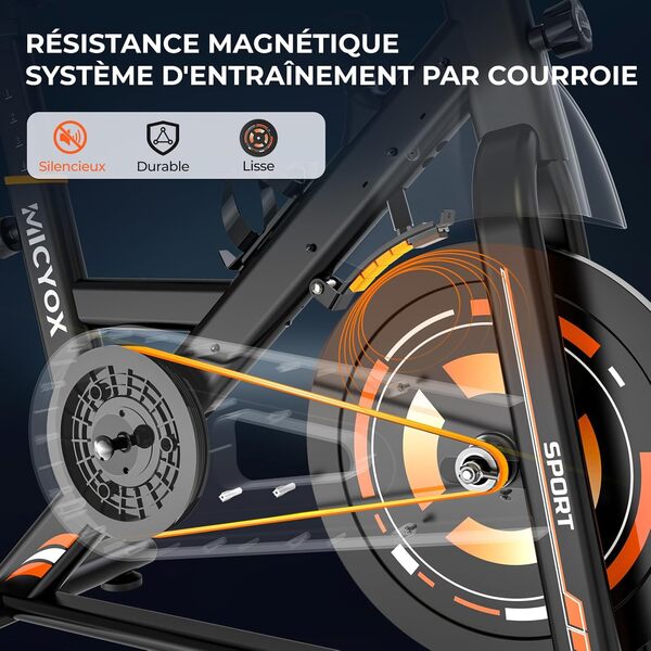 Vélo D'appartement, Vélo d’Intérieur pour Fitness et Sport à Domicile, Niveaux de Résistance Magnétique, Vélo d'exercice, Capacité 150kg