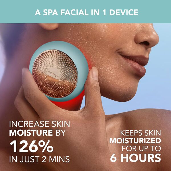 UFO 3 masque hydratant visage profond - Spa visage 5 en 1 - Luminothérapie lumière rouge, thermothérapie, cryothérapie, massage visage T-Sonic, anti-âge - Masque visage infuseur de soins - Arctic Blue