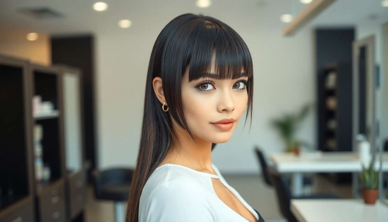 Les coiffures avec frange pour cheveux lisses