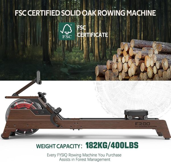 FYSIQ à Eau D'appartement, Machine à Rameur avec réservoir de 14 L 28 L, Augmente la résistance à l'eau de 50%, Rameur à Eau Compatible avec APP