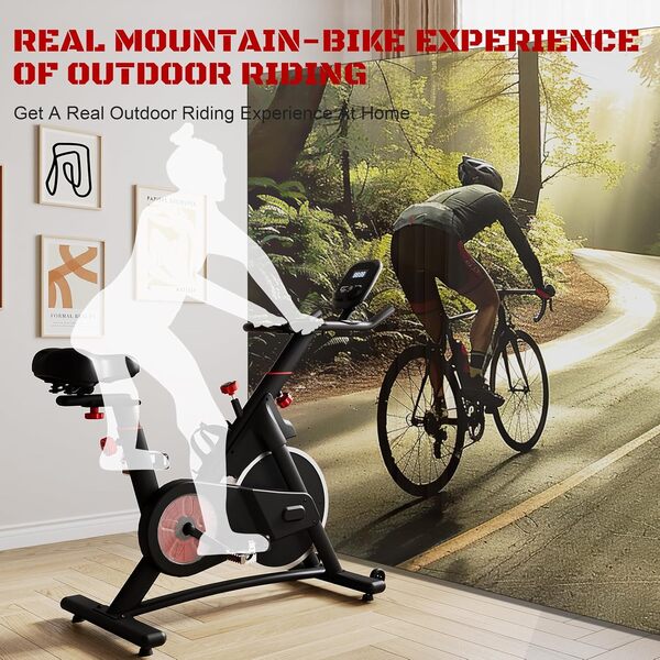 Devoko Vélo d'appartement, Vélo de Fitness d'Exercice d'Intérieur avec Résistance Variable, Écran LCD et Support pour Téléphone pour l'Entraînement Cardio Home Trainer