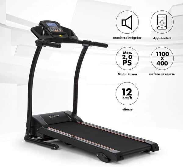 CAPITAL SPORTS Treado Sport 2.0 - Tapis de Course avec Moteur 2.0 40x110 cm (LXL), Vitesse jusqu'à 12 km/h,LowNoise-FX Drive & AutoLubrication System, InclineSystem 3 Niveaux