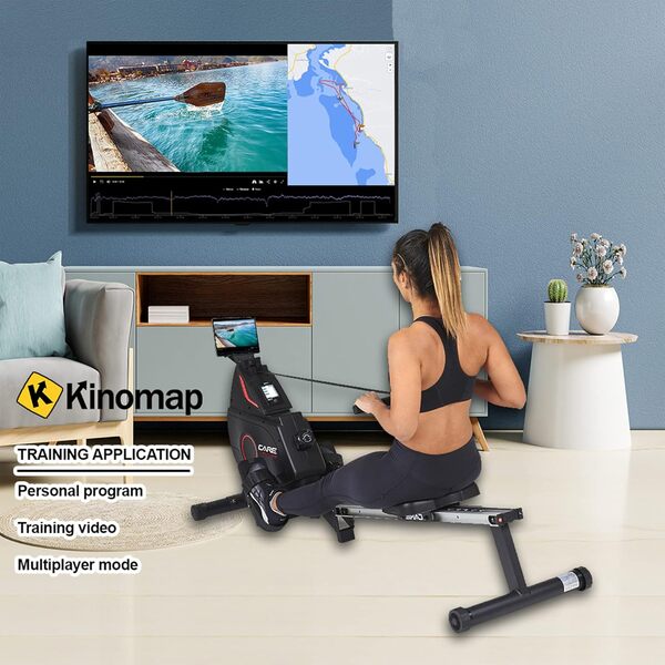 CARE FITNESS - Rameur d'Appartement Connecté Mag Flyer KS - Résistance magnétique - 8 Niveaux de Résistance - Tirage Central - Masse d'Inertie 8kg - Rameur Pliable