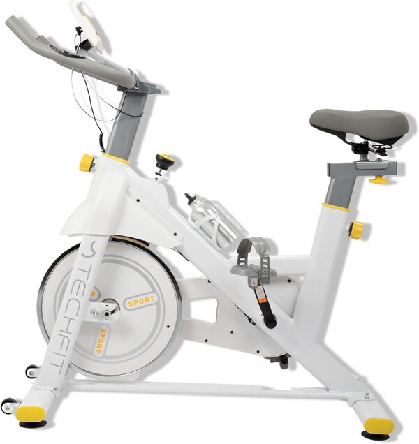 TechFit Vélo d’appartement - 99 Niveaux Résistance, Cardio Intérieur Haute Performance, Volant 8 kg, Écran LCD, Capteurs Pouls, Réglable, Support Smartphone, Charge Max 120 kg