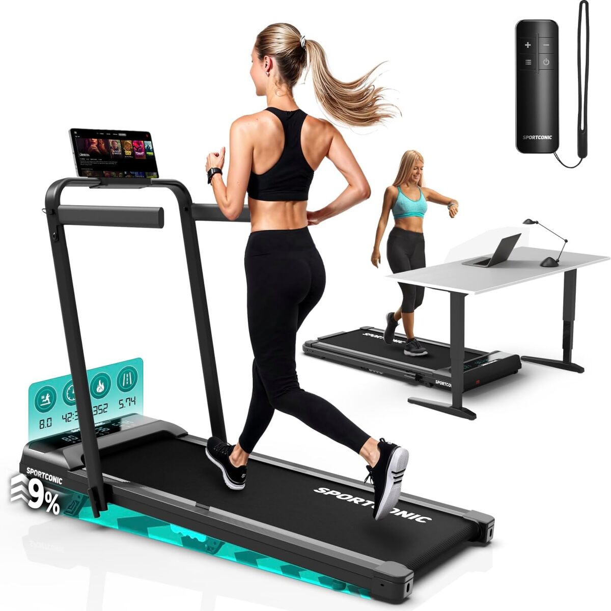 Test du tapis de marche pliable Sportconic : efficace sous le bureau
