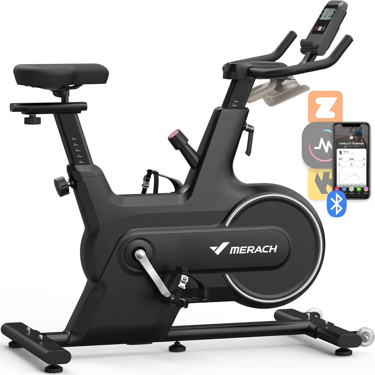 Test du vélo d'exercice Merach : résistance magnétique et suivi Bluetooth