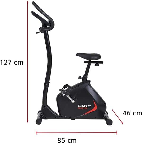CARE FITNESS - Vélo d'appartement - SPORTER 21 programmes - Vélo d'appartement ultra performant - Écran LCD 6 fonctions + Capteurs tactiles de pulsations cardiaques + Siège réglable - 50528