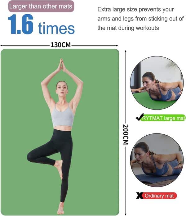 Grand Tapis de Yoga 200×130cm 15mm/10mm Épais NBR Tapis de Gym pour Fitness Pilates étirements Enfants Jouant Tapis de Sol