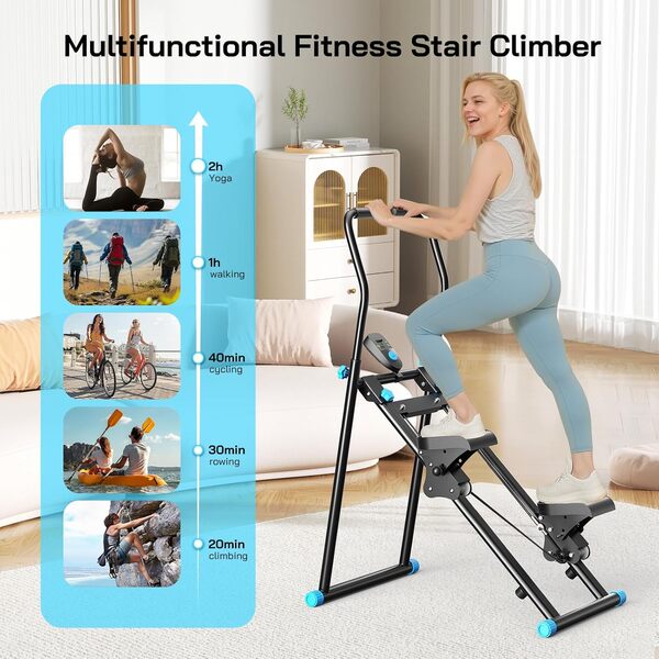 Stepper 2025 pour exercices de gym à domicile, appareil d'escalade vertical pour entraînement de tout le corps, compact et pliable avec distance de foulée étendue