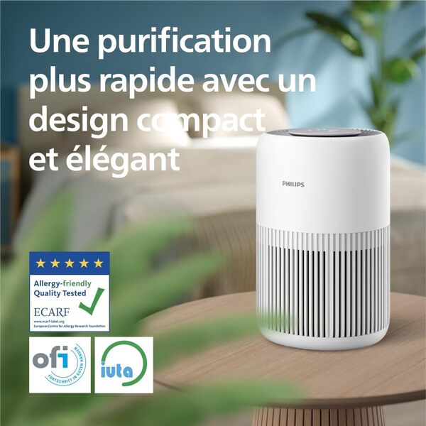 Philips Purificateur d'air série 900, HEPA NanoProtect + filtre à charbon actif, CADR 250m³/h pour 65m², silencieux, intelligent et économe en énergie (AC0950/10)