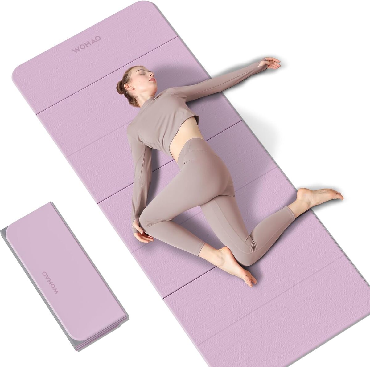 Test : tapis de yoga épais sept pliants mixte violet-gris