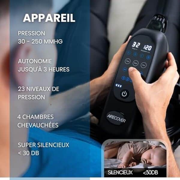 Découvrez l'efficacité des bottes de pressothérapie sans fil Airecover pour un soulagement et une récupération optimaux après l'effort.