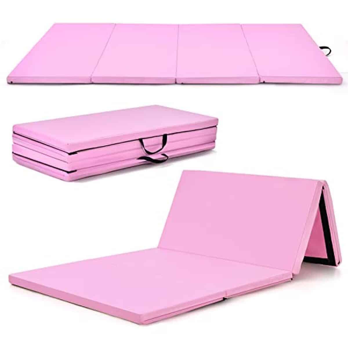 Test du tapis de gym pliable Goplus 240x118x5 cm en rose