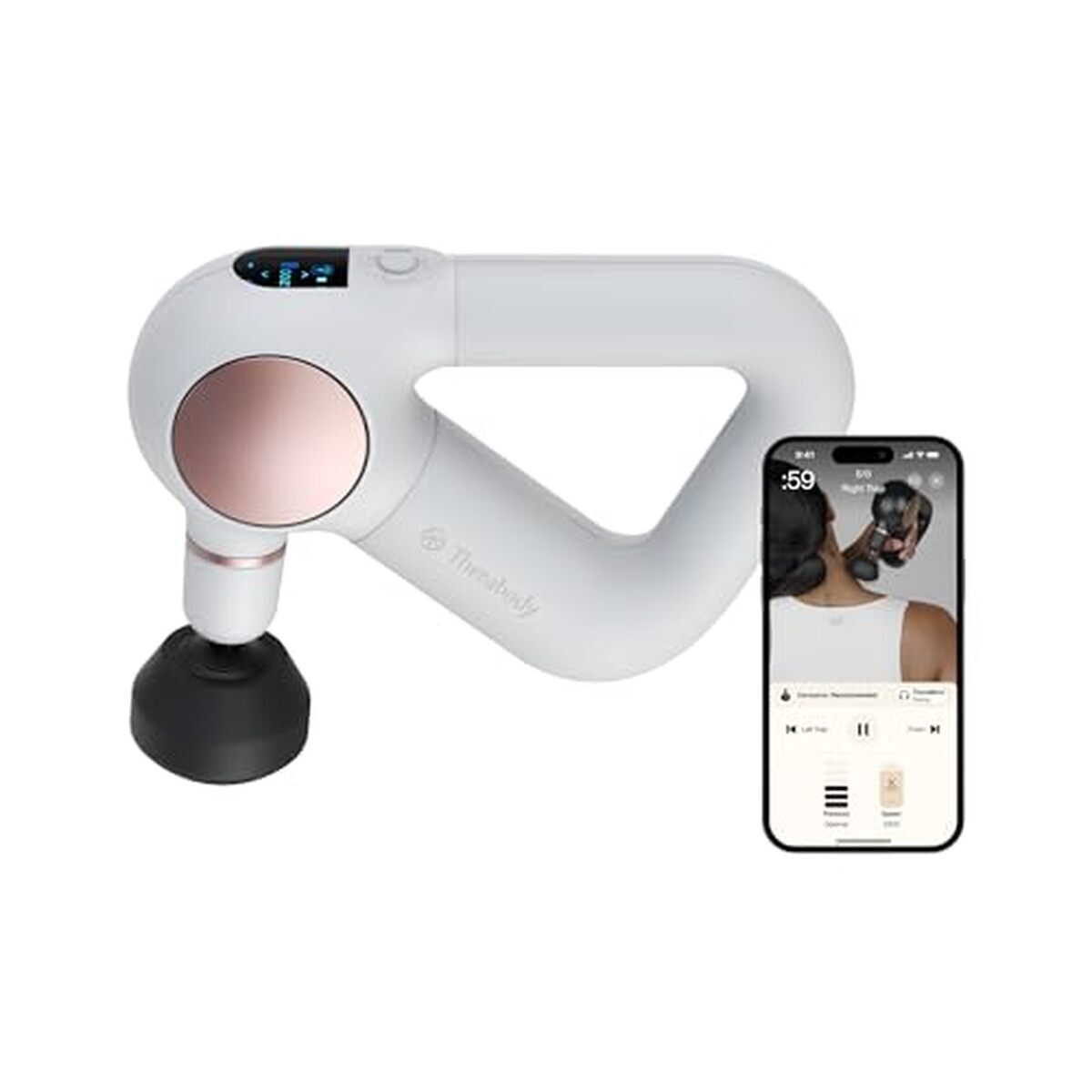 Test Theragun Sense : pistolet de massage pour tissus profonds blanc