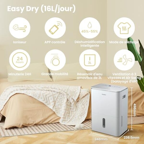 Découvrez notre test détaillé du déshumidificateur Comfee' Easy dry 16 : performances, technologie et efficacité pour votre intérieur. Avis complet. 